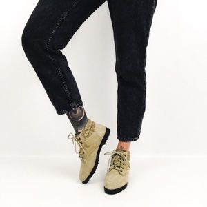 Vintage Genuine Suede Knit Cuff Ankle Boots | Size 6
